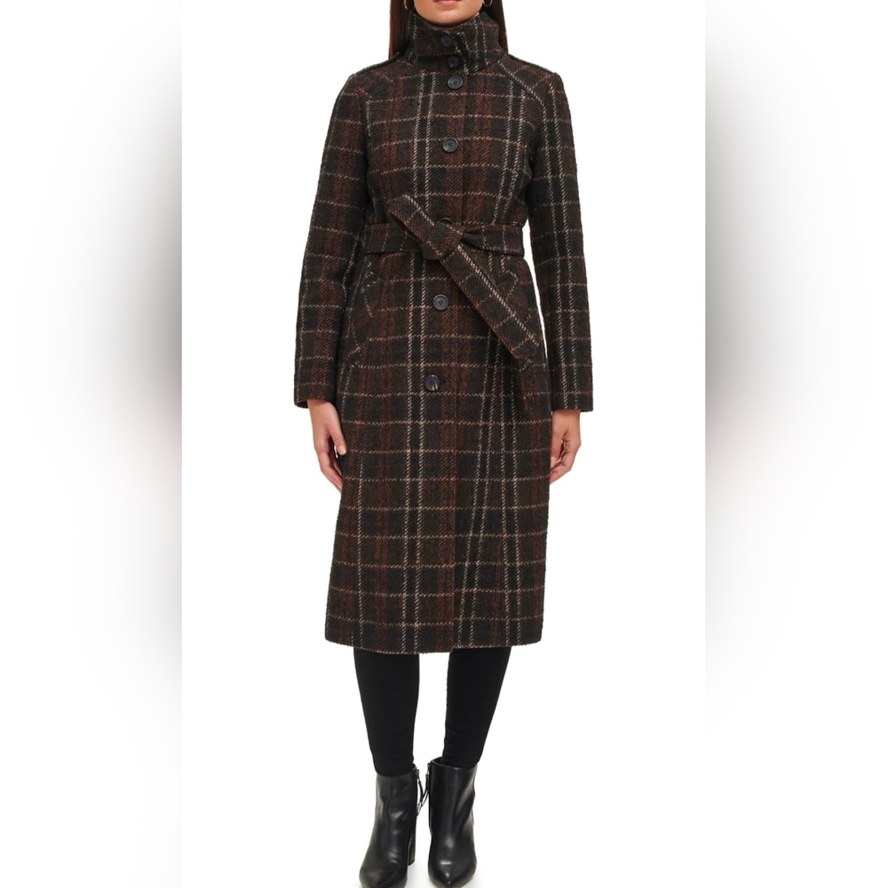 Kenneth Cole New York Checkered Trench Coat